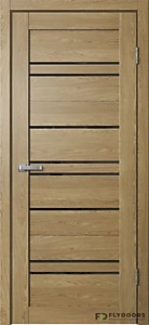 B02 Дуб Европейский ПВХ 600х2000мм ЧЕРНОЕ стекло. Полотно BARN Flydoors