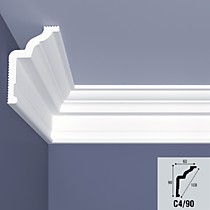 С4/90 90х60х2000мм Плинтус потолочный экструзия, загрунтованный BelloDeco (32)