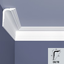 С8/70 70х50х2000мм Плинтус потолочный экструзия, загрунтованный BelloDeco (42)