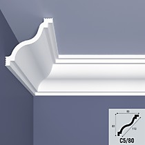 С5/80 80х80х2000мм Плинтус потолочный экструзия, загрунтованный BelloDeco (44)
