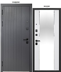 ТАЙГА 9см 2МДФ ЗЕРКАЛО 860L (левая). Дверь входная Е-Трейд