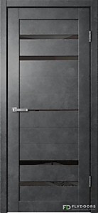 B03 Бетон Тёмный ПВХ 600х2000мм ЧЕРНОЕ стекло. Полотно BARN Flydoors