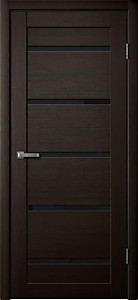 206 Дуб Мокко 600х2000мм ЧЕРНОЕ стекло. Полотно дверное ЭкоШПОН FlyDoors