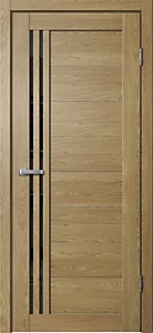 В05 Дуб европейский ПВХ 900х2000мм ЧЕРНОЕ стекло. Полотно BARN Flydoors