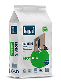 MOSAIK 5кг. Клей белый д/мозаики и прозрачной плитки. Bergauf