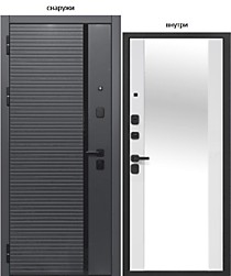10см 2МДФ Букле графит ЗЕРКАЛО Эмалит Белый 960L (левая). Входная дверь Е-Трейд