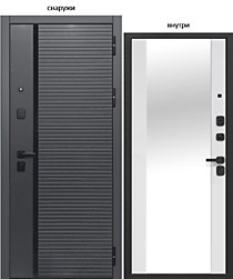 10см 2МДФ Букле графит ЗЕРКАЛО Эмалит Белый 960R (правая). Входная дверь Е-Трейд