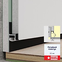 Черный матовый анод. 50х15мм 2,5м. Плинтус потайной с рассеивателем алюминиевый Русский профиль