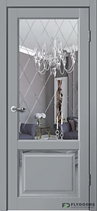 Е03 Серый эмалит 700х2000мм. Полотно ЗЕРКАЛО Решетка Estetic FLYDOORS