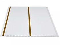 Белый глянец ЗОЛОТО 250мм 3м. Панель ПВХ 2х-секционная потолочная. IDEAL Ламини (10)