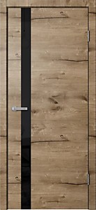 FN01 Дуб Пацифик ПВХ 800х2000мм ЧЕРНОЕ стекло, кромка ПВХ. Полотно FUSION FLYDOORS