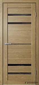 B03 Дуб Европейский ПВХ 800х2000мм ЧЕРНОЕ стекло. Полотно BARN Flydoors