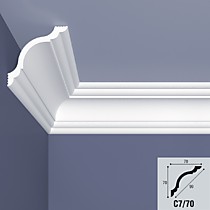 С7/70 70х70х2000мм Плинтус потолочный экструзия, загрунтованный BelloDeco (54)