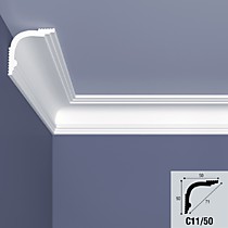 С11/50 50х50х2000мм Плинтус потолочный экструзия, загрунтованный BelloDeco (64)